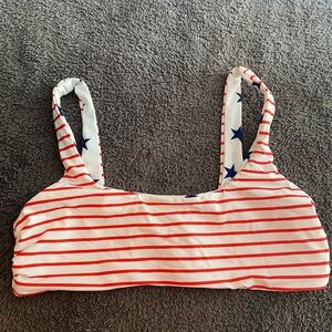CUPSHE reversible swimsuit top American Red white blue flag size L